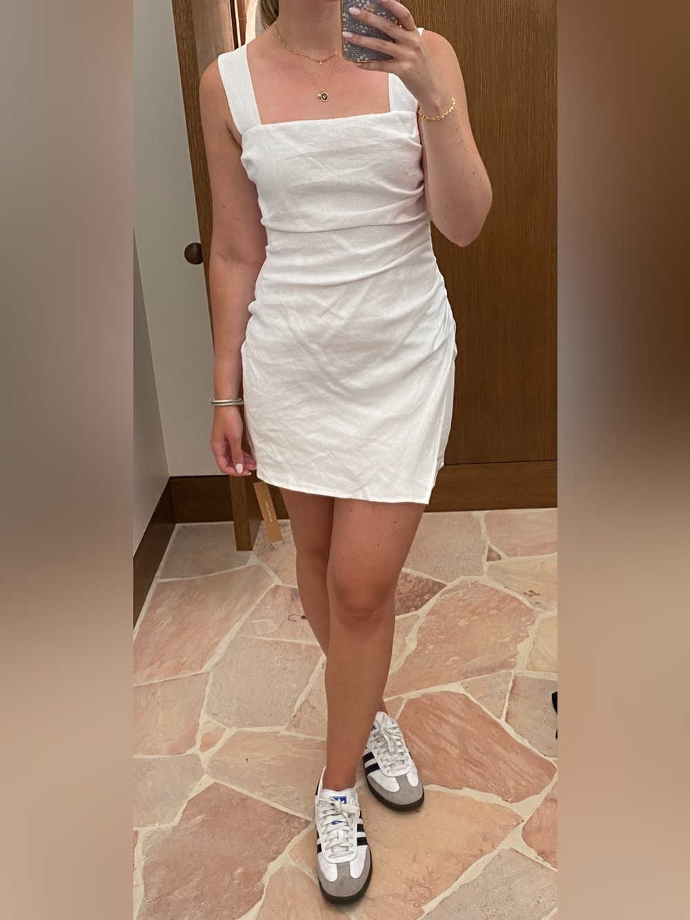 Reformation White Square-Neck Mini Dress
